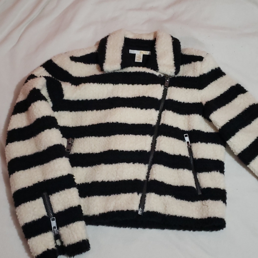 Thick fuzzy striped jacket
